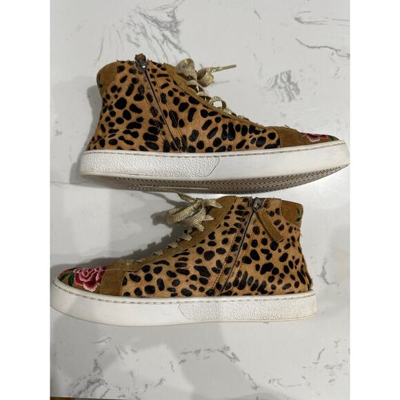 Johnny Was Women’s JUNIA LEOPARD HI TOP EMBROIDERED SNEAKER, EUC, Size 8 - Picture 5 of 10